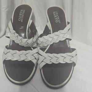 Franco Sarto Women's Black and White Braided Mules